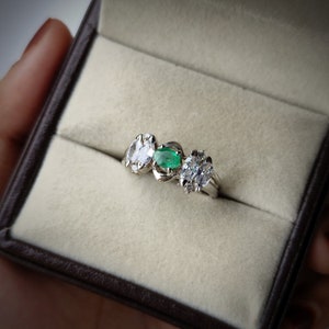 Emerald ring/ oval cut emerald ring/ 925 sterling silver ring/ may birthstone ring/ promise ring/ proposal ring/ birthday gift for her