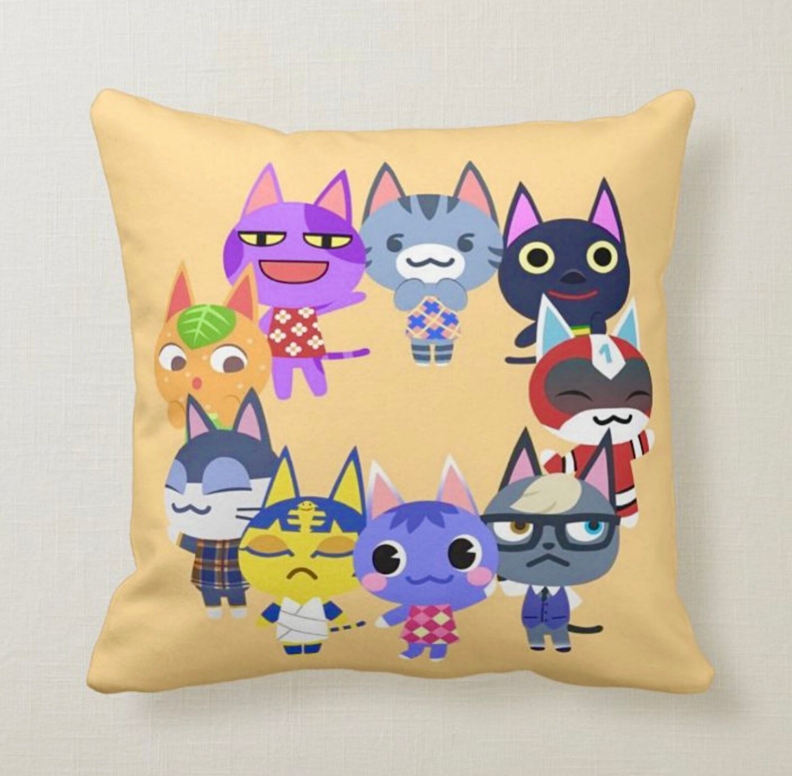 Animal Crossing Pillow Cat Villagers 18x18 Etsy