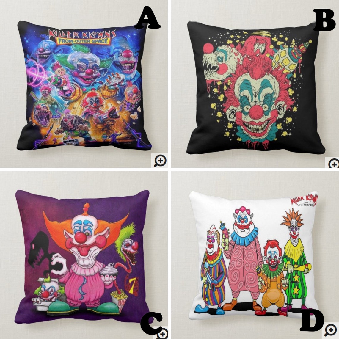 Killer Klown Pillows Horror Pillows Decorative Pillow Etsy