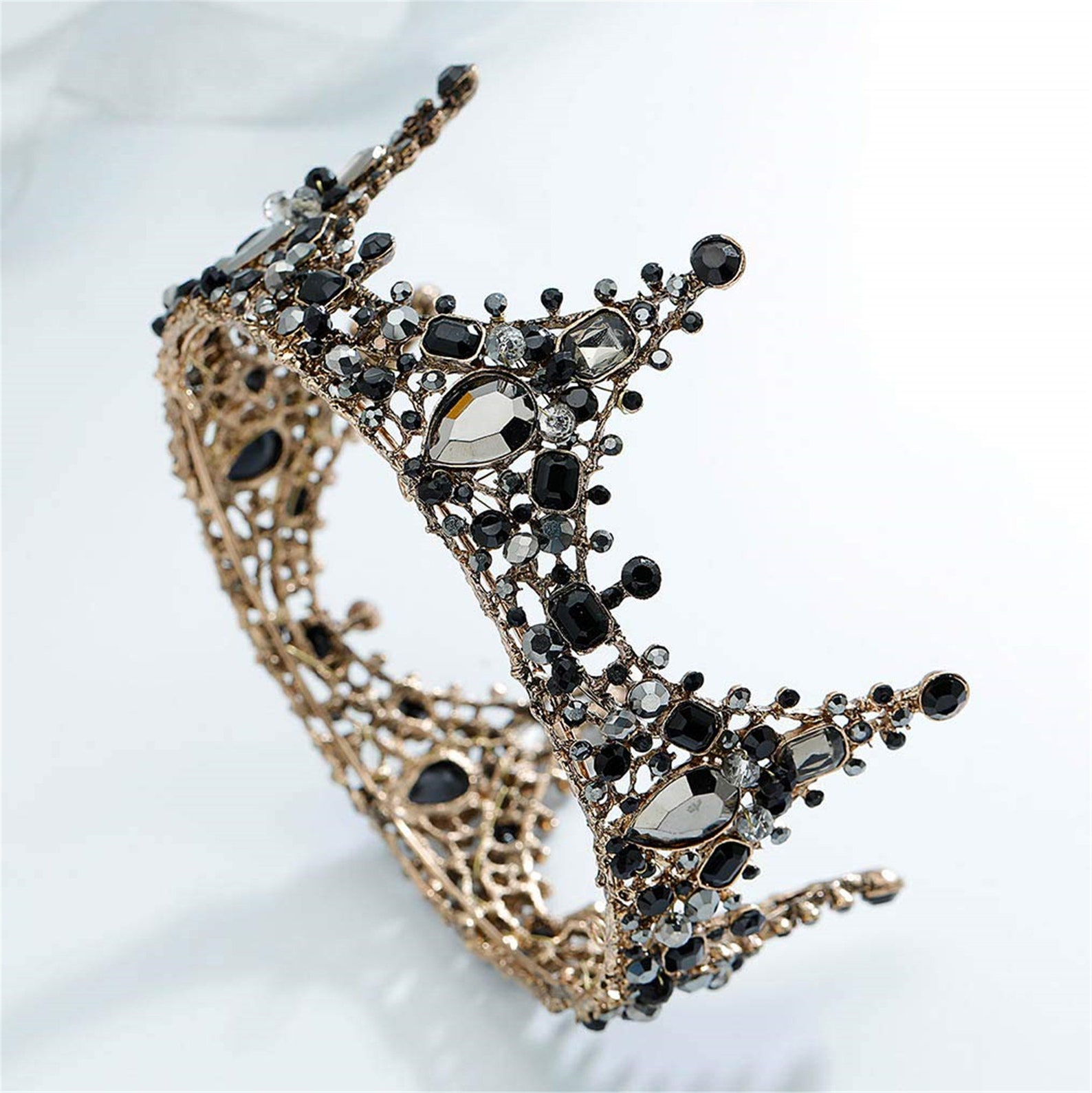 Black Queen Crown and Tiara Crystal Baroque Crown Black Etsy