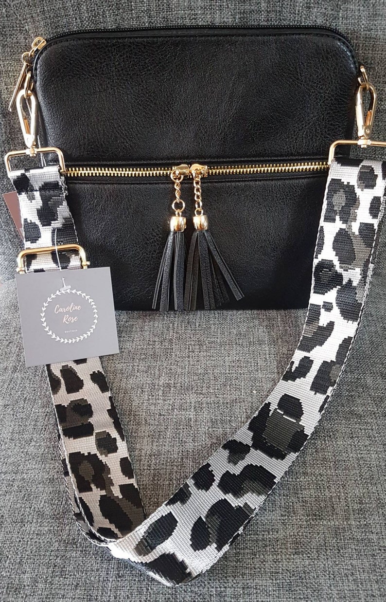 Black Tassle Crossbody Bag With Changeable Strap Gold Etsy UK