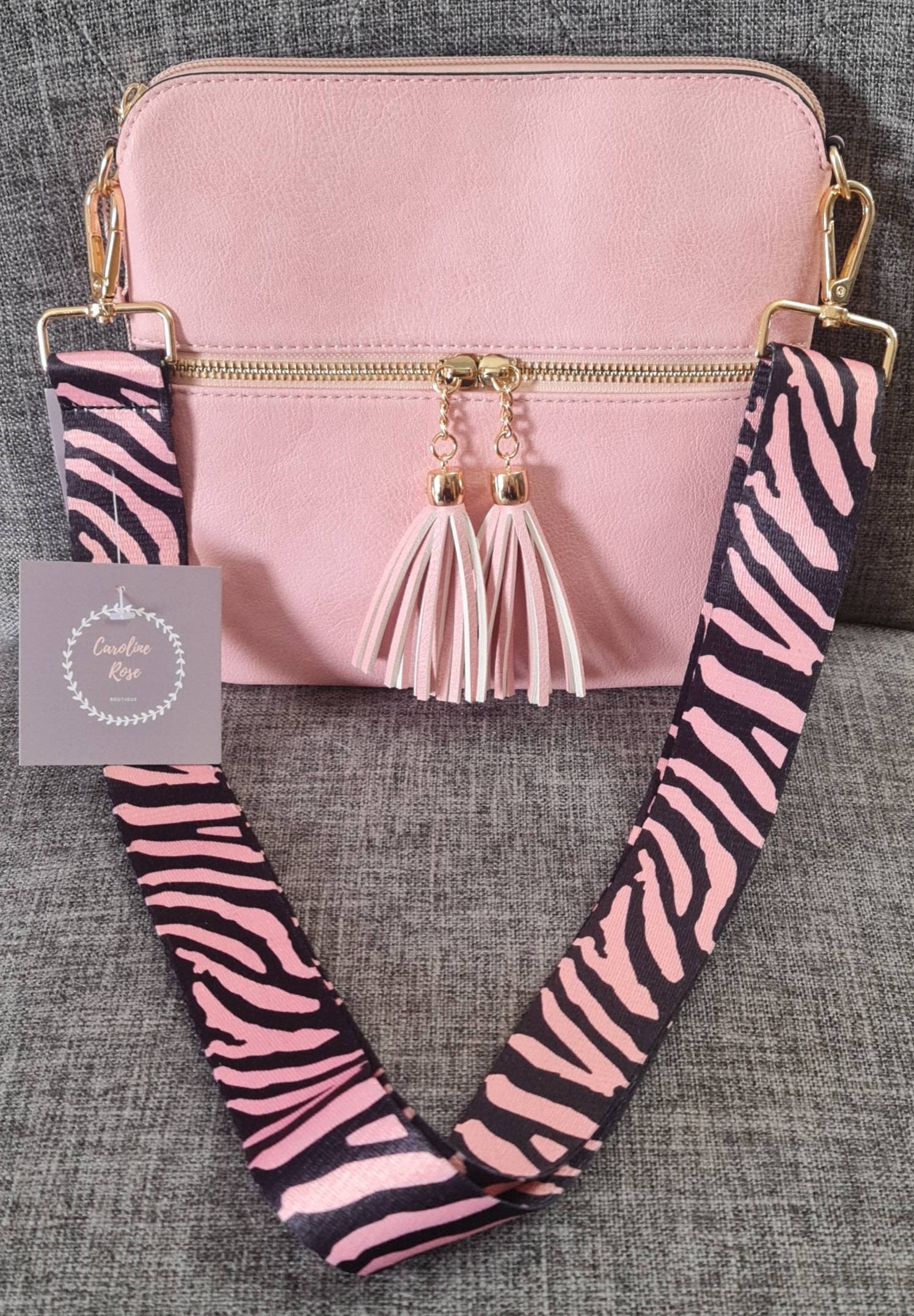 Pink Tassle Crossbody Bag with Changeable Strap Etsy