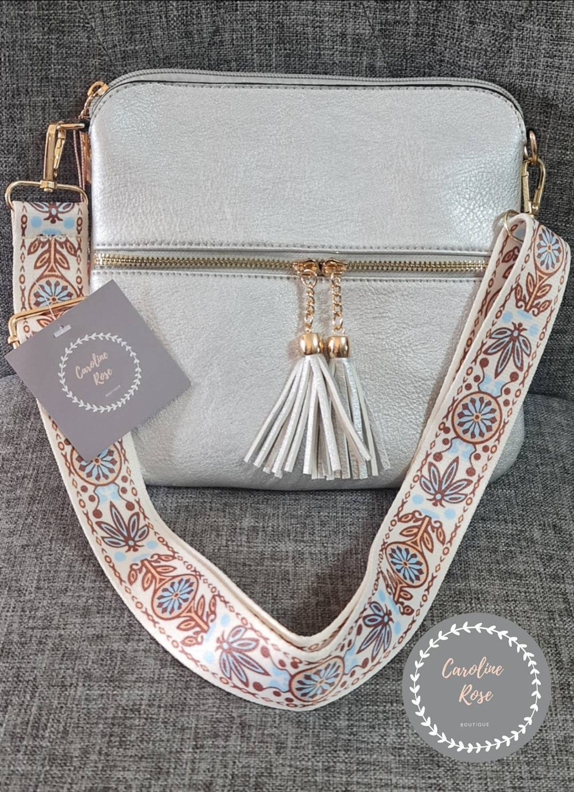 Silver Tassle Crossbody Bag with Changeable Strap Etsy