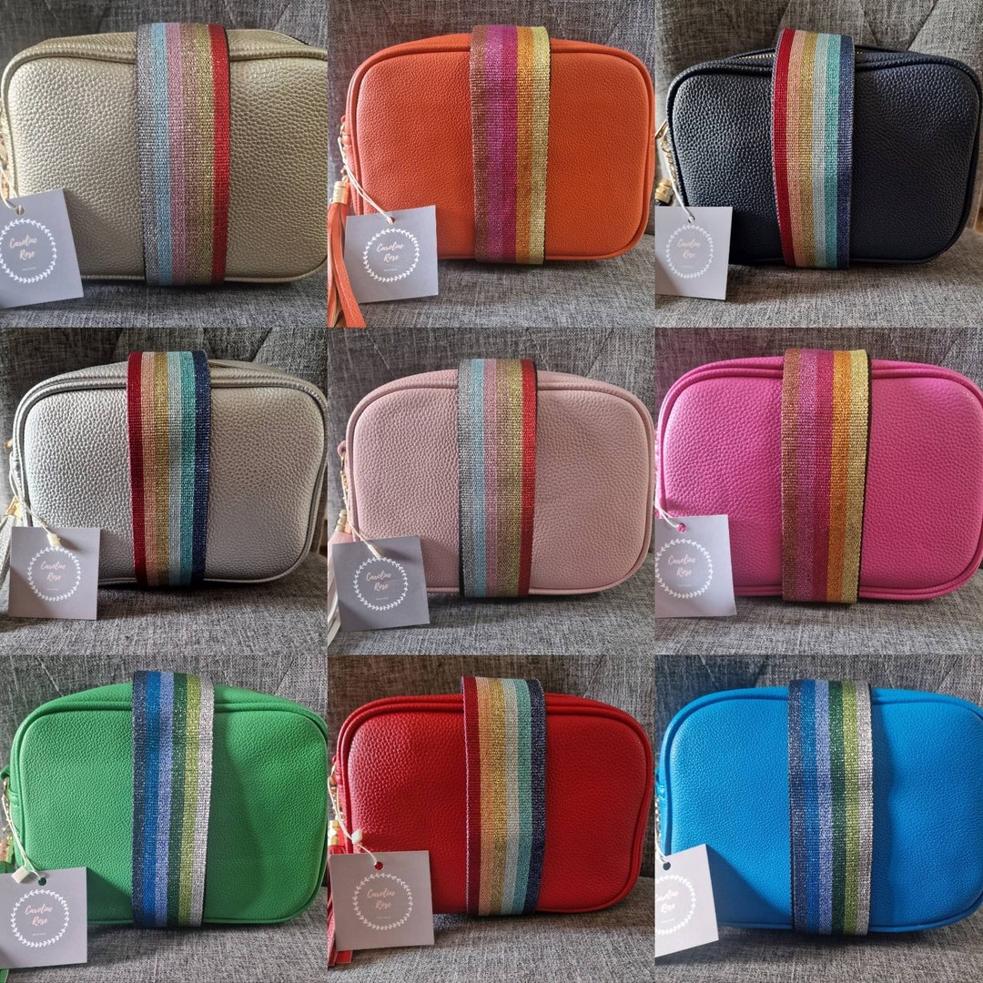 Crossbody Tassel Bag/camera Bag With Glitzy Rainbow Changeable Strap Gold Hardware Etsy UK