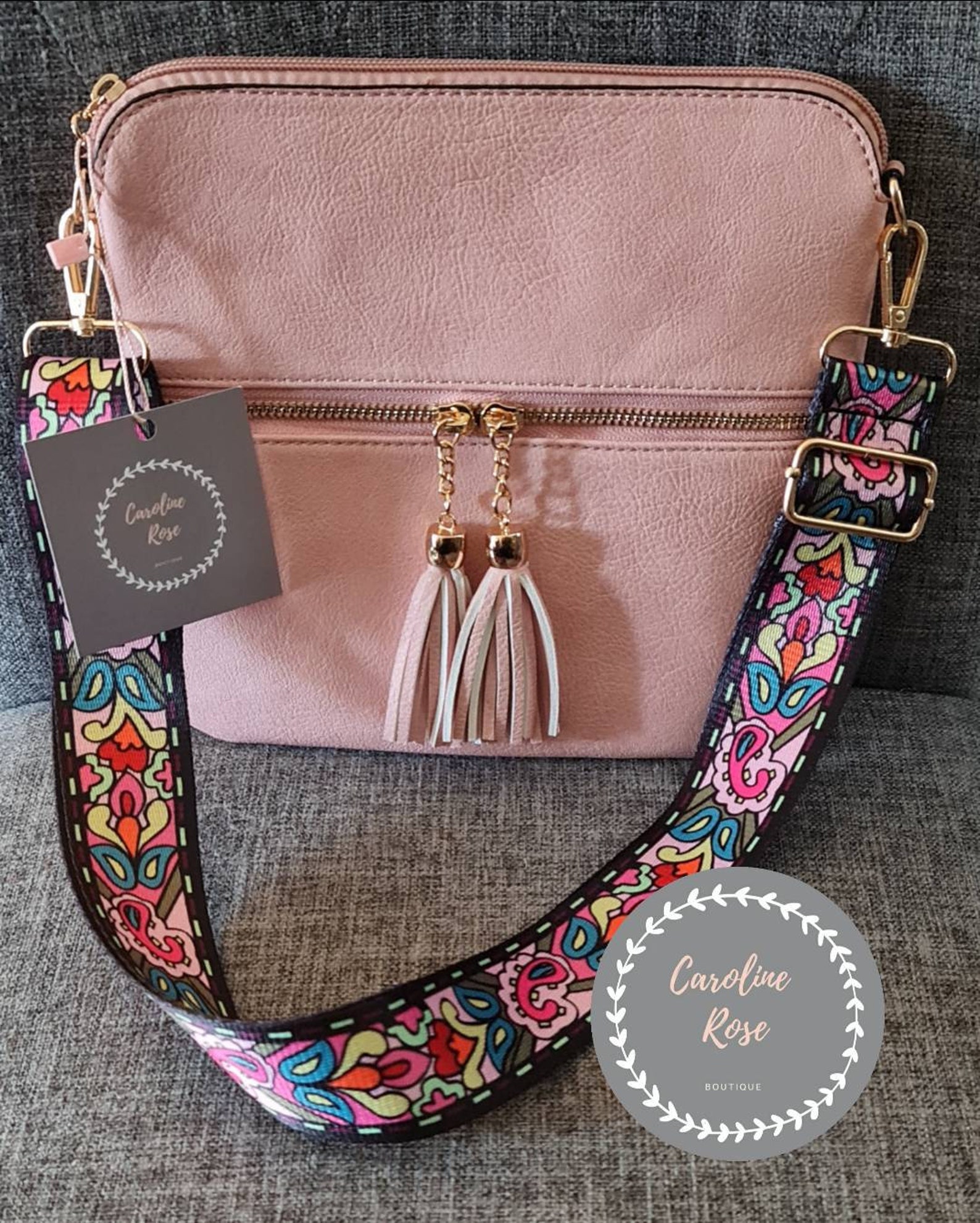 Pink Tassle Crossbody Bag with Changeable Strap Etsy