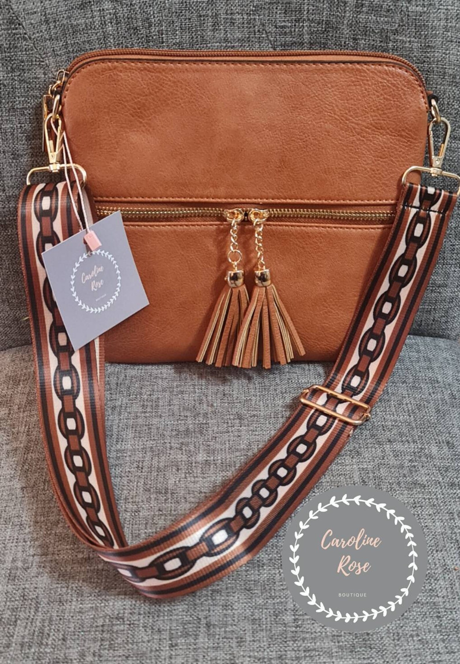 Black Tassle Crossbody Bag with Changeable Strap Etsy