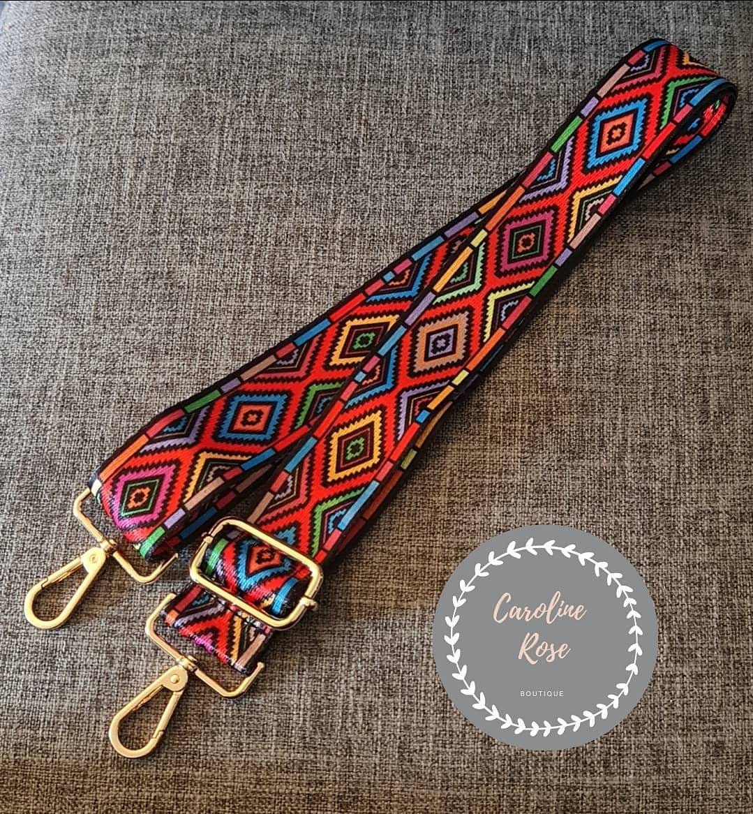 bag with patterned strap