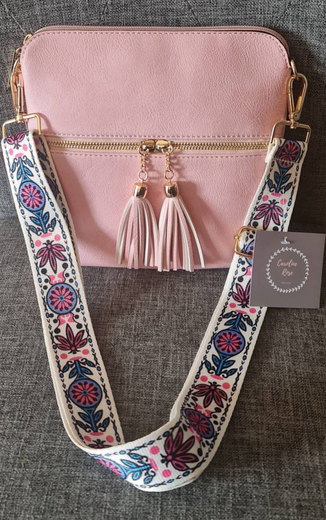 Pink Tassle Crossbody Bag with Changeable Strap Etsy