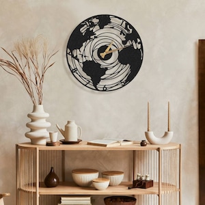 World Clock, Metal Wall Art, Metal Wall Clock, Wall Decor, Art, Wall Art, Special Design, Gifts For Art-lover, Housewarming Gift, Home Decor