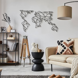 Décoration murale carte du monde, oeuvre d'art, art mural, cadeaux pour amateur d'art, cadeau de pendaison de crémaillère, décoration d'intérieur, décoration de café, bureau,