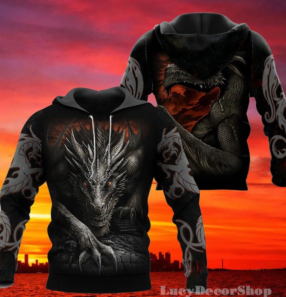 Tattoo and Dungeon Dragon Hoodie 3D All Over Print Dragon - Etsy