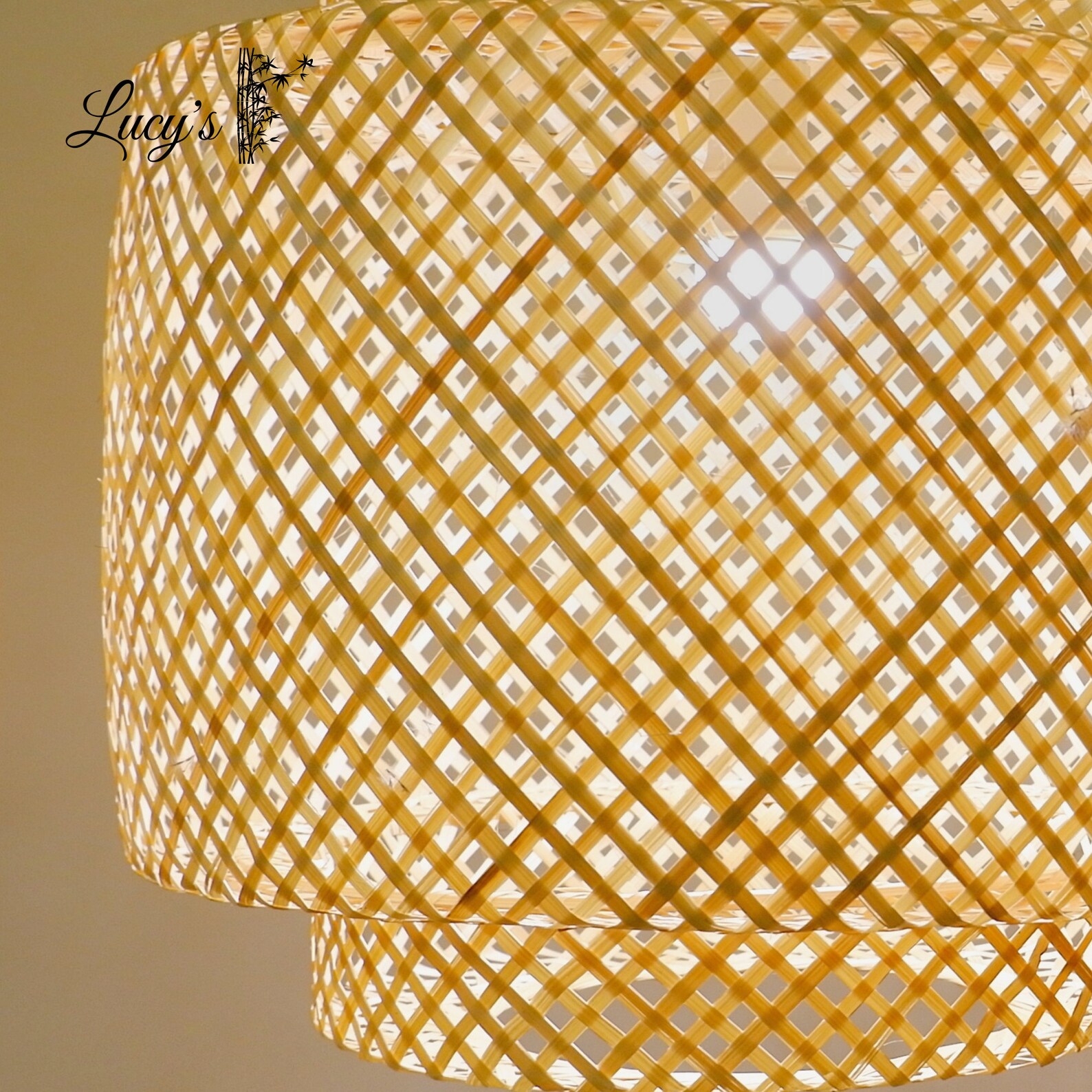 Bamboo Chandelier Lighting Woven Hanging Lamp For Boho Room Etsy
