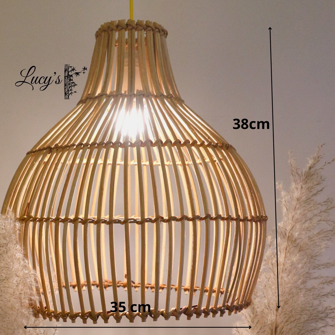 Boho Hanging Lamp Rattan Pendant Light For Entryway And Home Etsy