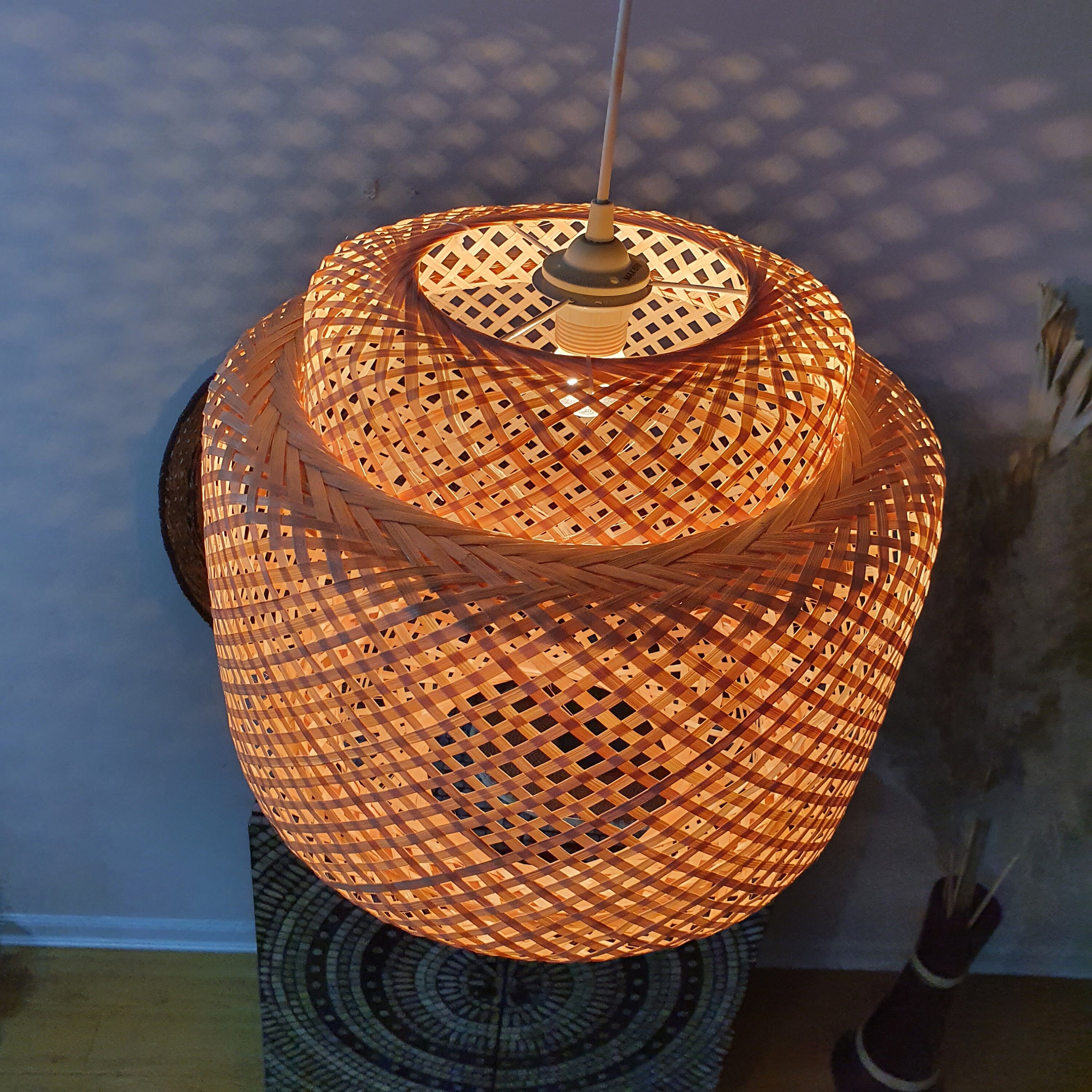 Bamboo Light Fixture Woven Hanging Lamp For Boho Room Decor Etsy