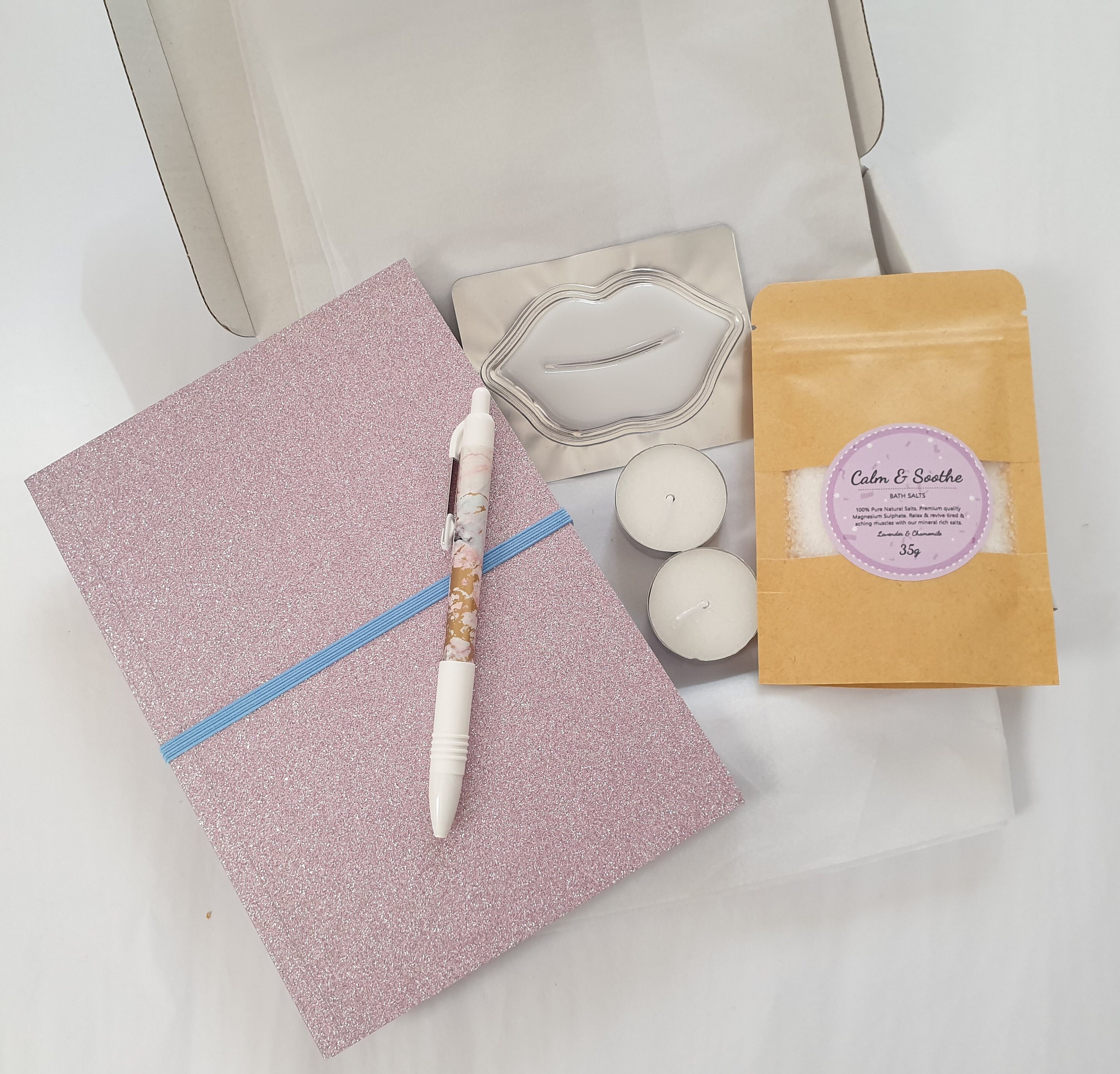 Glitter Notebook gift box l Pamper Letterbox Gift l Hug In ...