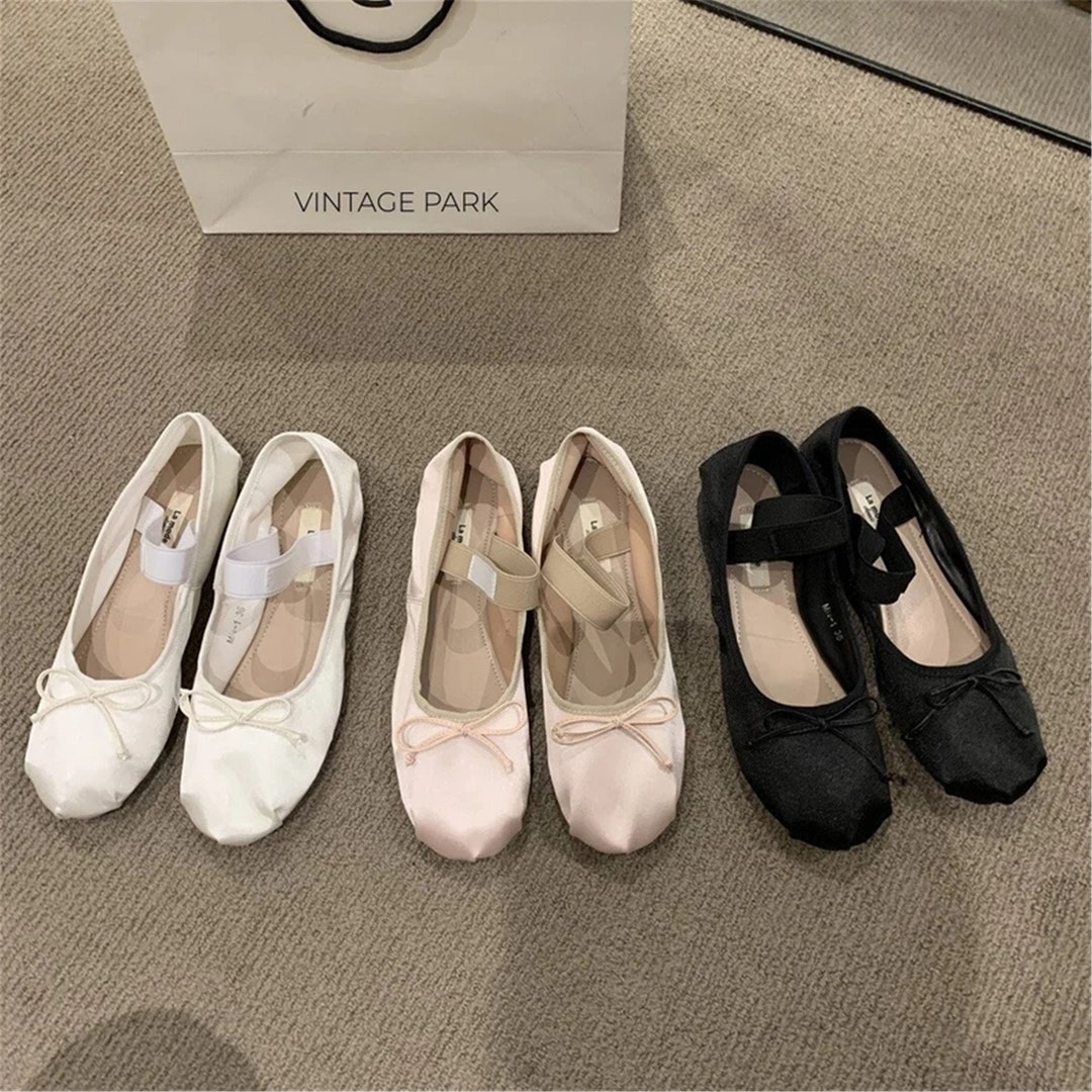 Women Plain Toe Flexible Strap Flats Satin Ballet Flats Etsy Australia