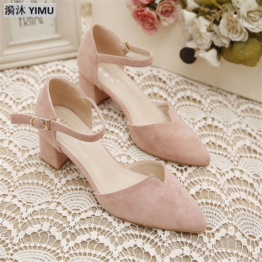 Pink Low Heels Pumps Women Accessories Casual Shoes Baby Etsy