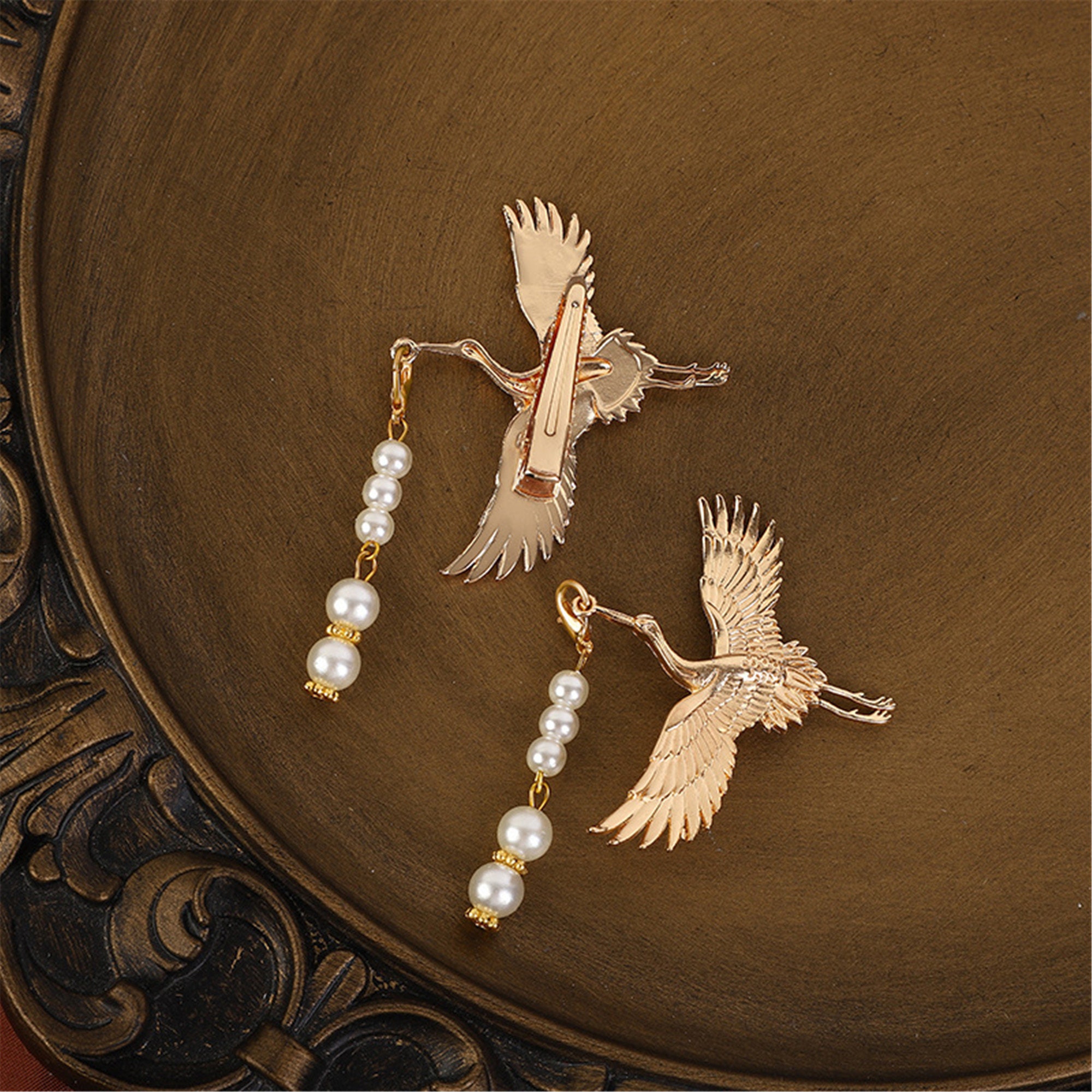 Crane Side Hair Clip Antique Hair Clips Hanfu Hair Clips Etsy