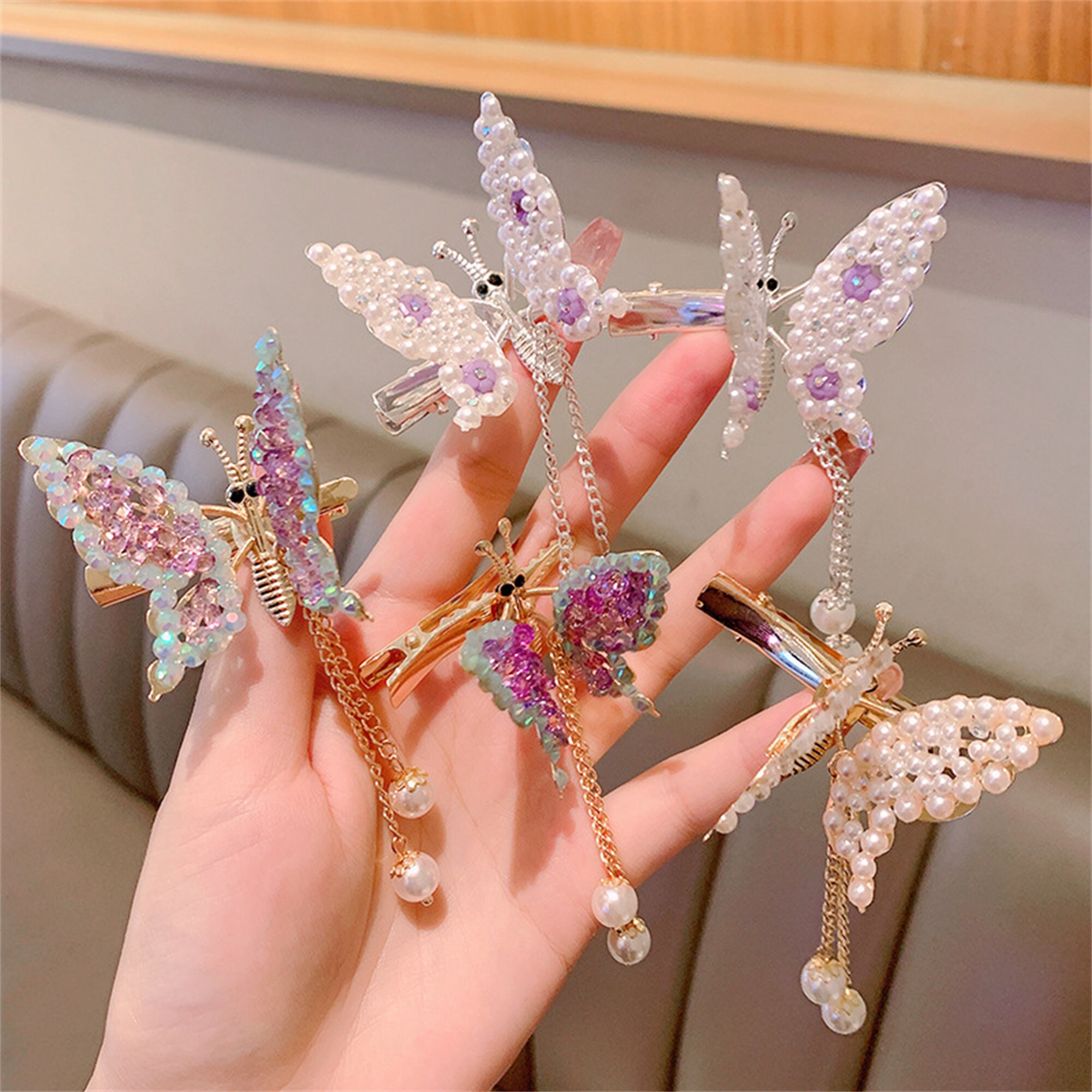 Pearls Butterfly Hair Clips Moving Wings Butterfly Hair - Etsy Pearls Butterfly Hair Clips Moving Wings Butterfly Hair - Etsy