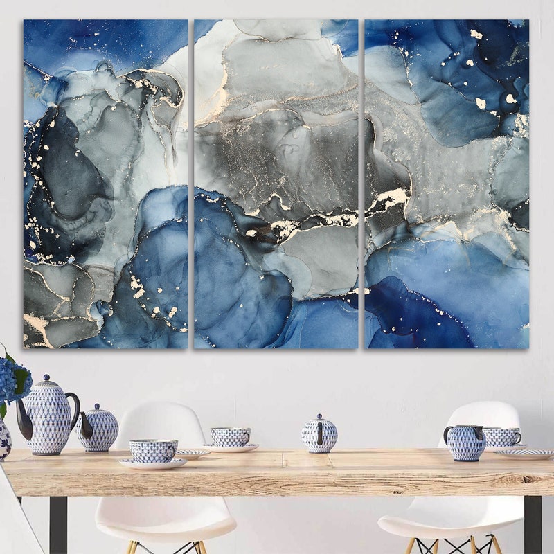 Blue Gray Wall Art Etsy