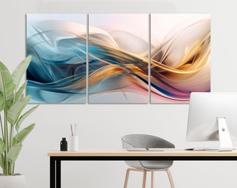 Abstract Wavy Multi Panel Canvas Set Modern Home Decor Abstract Wall Art Abstract Graphic Art Room Wall Decor Canvas Print Housewarming Gift