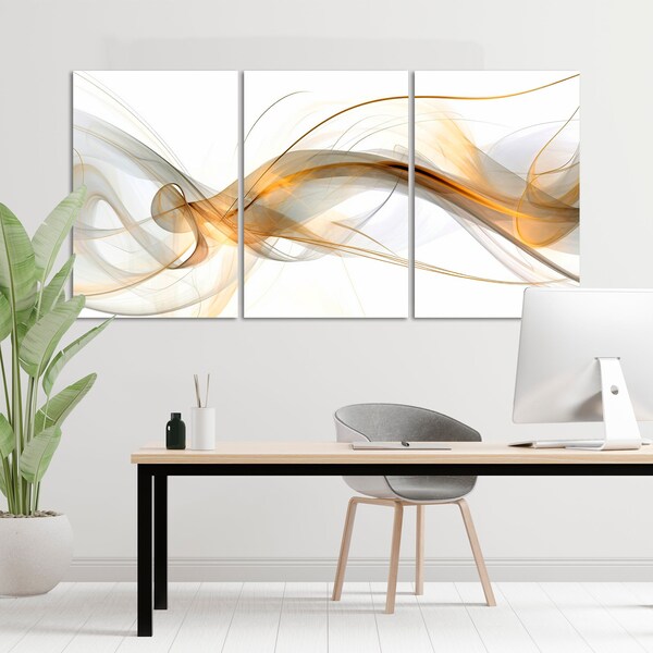 Large Abstract Wall Art Minimalist Abstract Flow Multi Panel Canvas Art Home Decor Room Wall Decor Modern Canvas Print Wavy Wall Decor