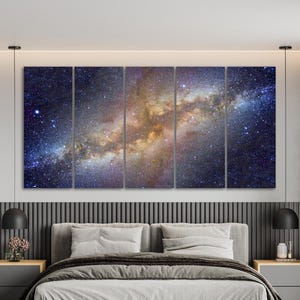 Galaxy Wall Art Space Wall Art Canvas Sci-Fi Wall Art Science Wall Art Bedroom Wall Decor Over Bed Decor Blue Space Print Night Sky Wall Art