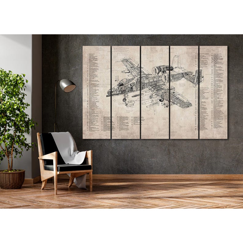 Airplane Blueprint Wall Art Canvas Vintage Tech Wall Decor Airplane Artwork Wall Art Drawing Aviation Wall Decor Engineering Office Wall Art image 9