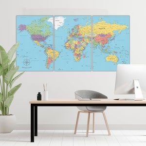 Personalized World Map Wall Art Large Canvas World Map Home Decor Living Room Decor World Map Wall Art Travel Map Push Pin Anniversary Gift