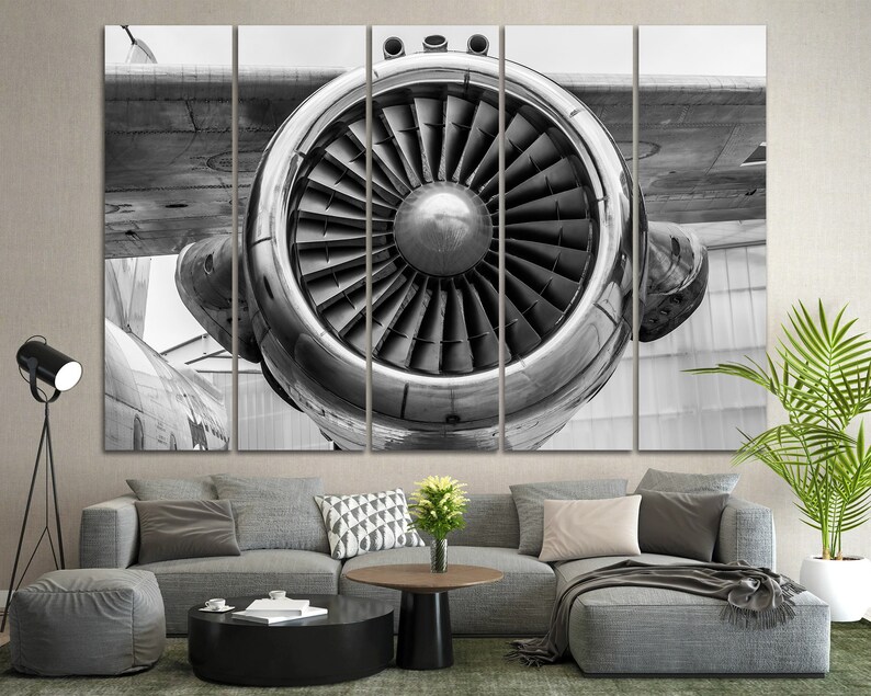 Airplane Engine Wall Art Aitcraft Turbine Canvas Print Jet Engine Wall