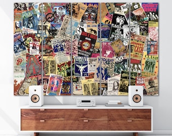 Music Lover Gift Rock and Roll Canvas Print Music Room Decor Retro Concert Posters Multi Panel Canvas Set Music Wall Art Large Canvas Art