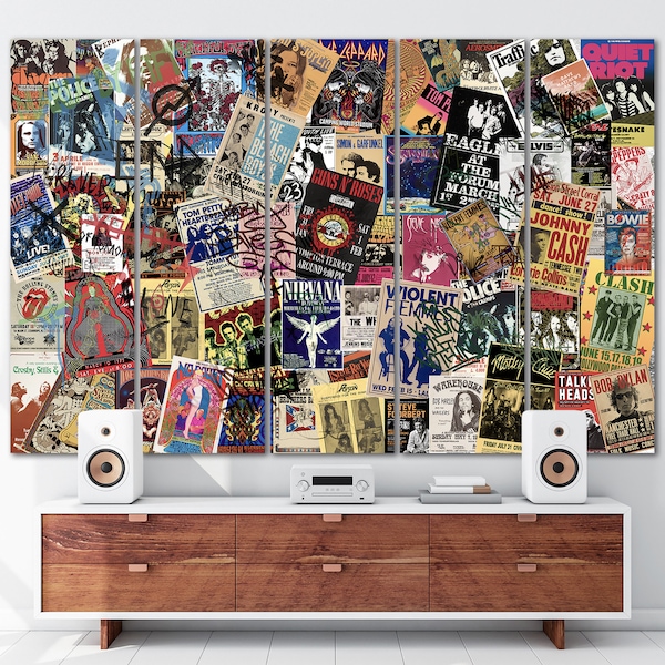 Muziekliefhebber cadeau muurkunst rock-'n-roll concertposters canvas: retro kamerdecoratie - gepersonaliseerd