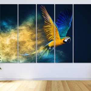 Macaw Parrot Wall Art Canvas Tropical Parrot Wall Decor Bird Canvas Print Livingroom Bedroom Wall Decor Ready to Hang Canvas Parrot Wall Art