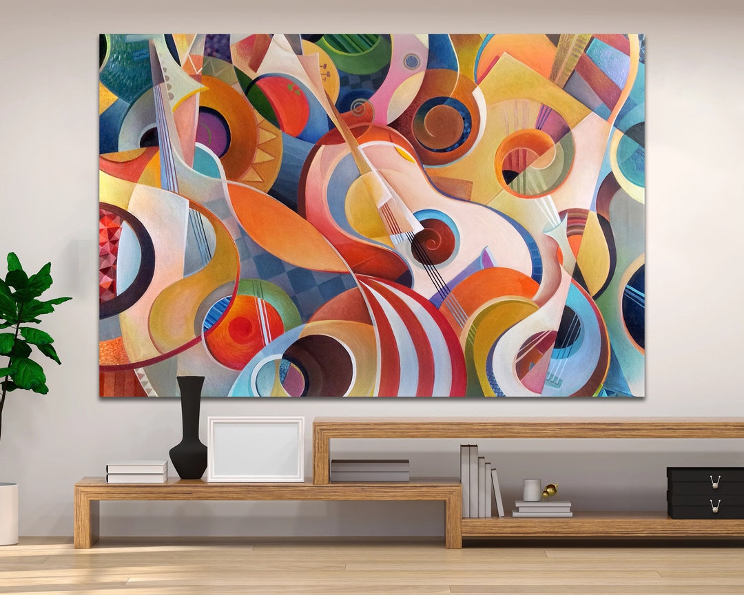 Abstract Music Wall Art Painting Canvas Print Cubist Wall Art Etsy