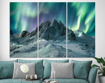Aurora Borealis Wand Kunst Nordlichter druckbare Wand-Dekor extra große Wand Kunst Druck auf Leinwand Haus Dekor Berge Natur Landschaft Kunst