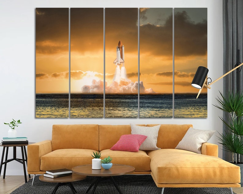 Space Shuttle Launch Wall Art Canvas Print Spaceship Wall Art Rocket