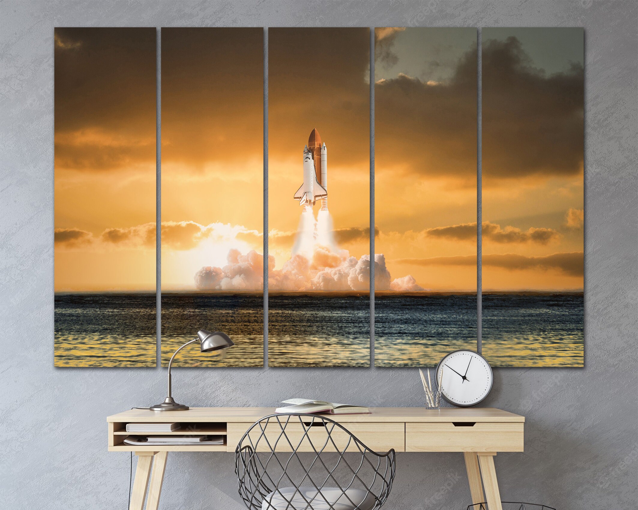 Space Shuttle Launch Wall Art Canvas Print Spaceship Wall Art Rocket