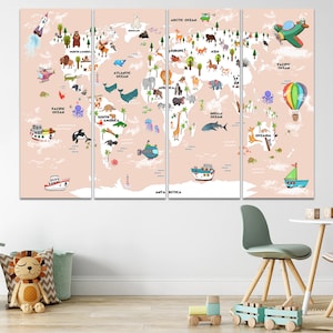 Süße Wanddeko für Babyzimmer, Weltkarte Weltkarte, Wandkunst für Kinder, Kinder Wanddeko, Kinderspielzimmer, Deko für Babyzimmer