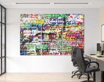 Colorful Motivational Quote Wall Art | Funky Graffiti Canvas Print | Urban Inspirational Decor