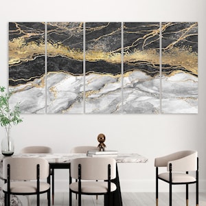 Abstract Wall Canvas Art Black and White Art Marble Print Canvas Office Living Room Wall Decor Fluid Art Print Large Modern Art Home Decor