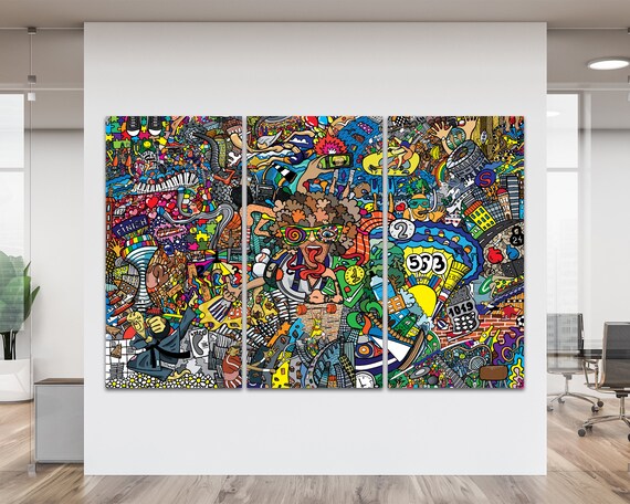 Graffiti Pop Art Canvas Print: Modern Street Art Collage