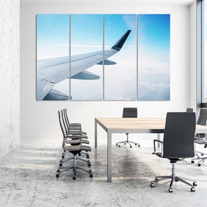 Airplane View Canvas Print Plane Wing Wall Art Sky from the Plane Wall Art Sky Wall Art Large Canvas Travel Office Decor Gift for a Traveler