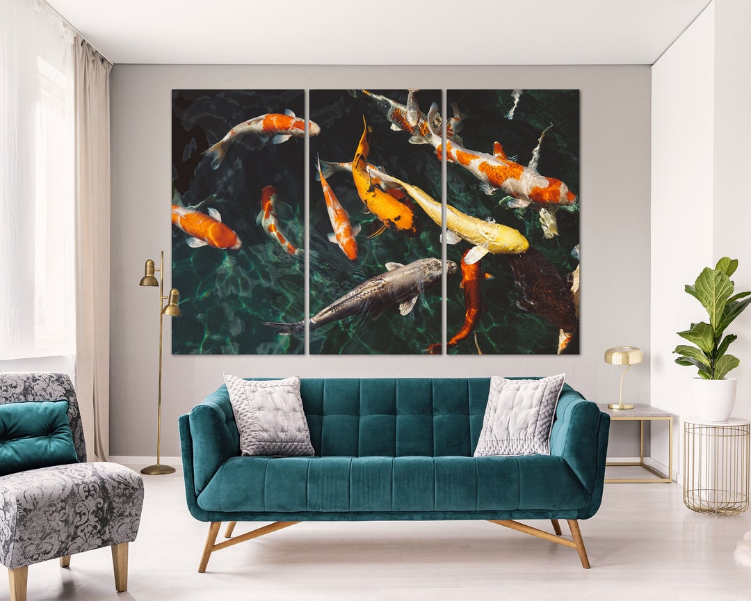 Japanese Koi Fish Wall Art Canvas Print Colorful Chinese Carp Modern ...