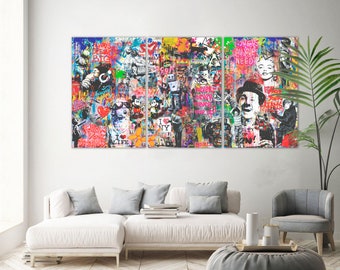 Funky Graffiti Canvas Print Wall Art Modern Wall Decor Teenager Room Decor Urban Street Art Decor Colorful Graffiti Poster Housewarming Gift