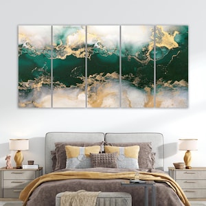 Abstrakte grüne Marmor Leinwand Druck Zuhause Wohnzimmer Schlafzimmer moderne Wand-Dekor Luxus Wand Kunst Smaragd grün Aquarell Kunstwerk Leinwand-Set