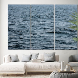 Impresión en lienzo de arte de pared con superficie de agua oceánica, obra de arte con olas del mar, impresión con textura de agua, arte de pared con olas del mar, impresión de olas del océano, impresión de olas azules del mar profundo