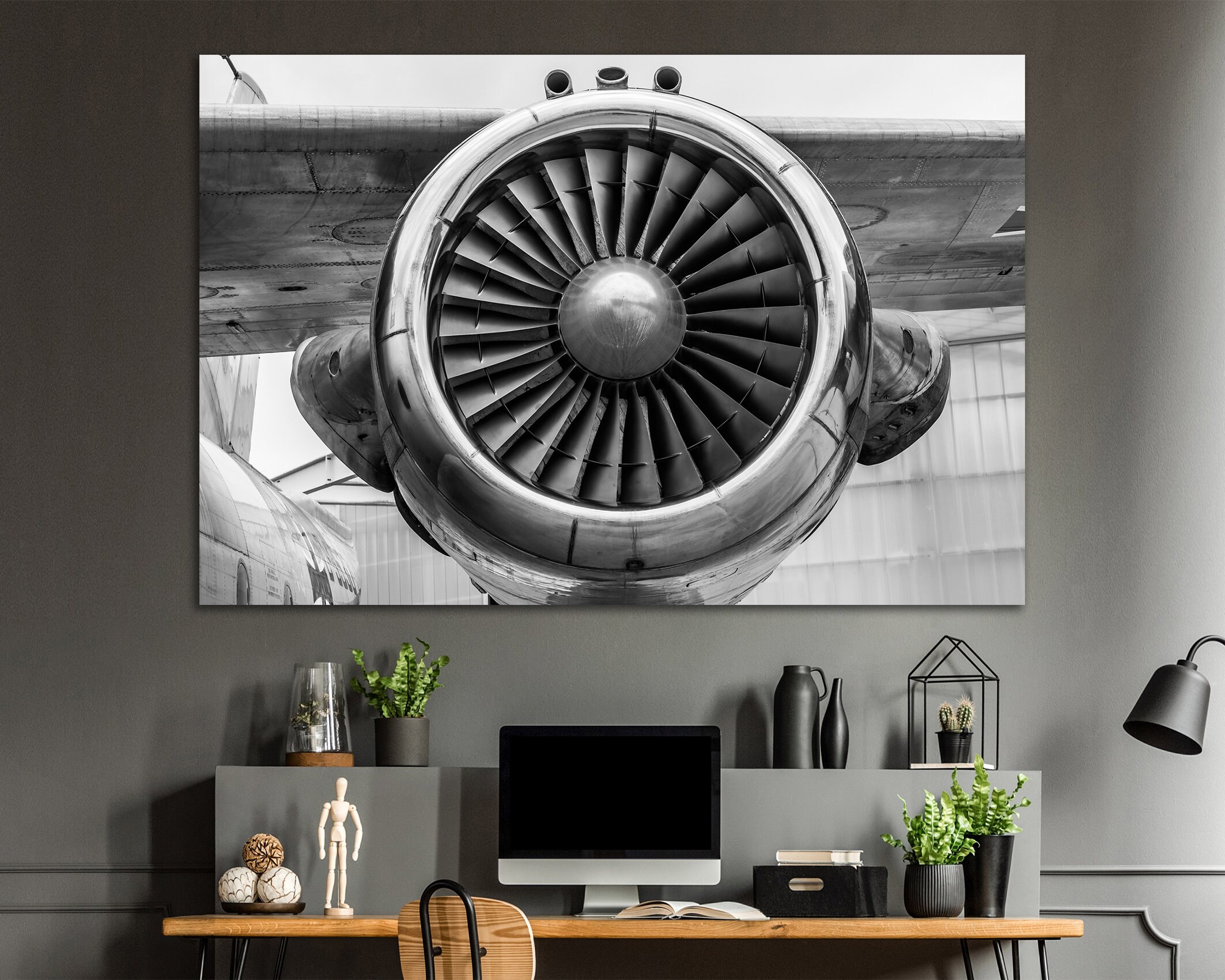 Airplane Engine Wall Art Aitcraft Turbine Canvas Print Jet Engine Wall