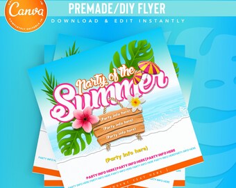 DIY Summer Party Flyer | Pool Party Flyer | Summer Flyer
