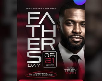 Father's Day Church Flyer Template | Canva Editable Church Flyer | Men’s Conference Flyer