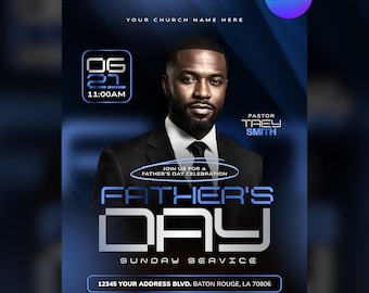 Father's Day Church Flyer Template | Canva Editable Church Flyer | Men’s Conference Flyer